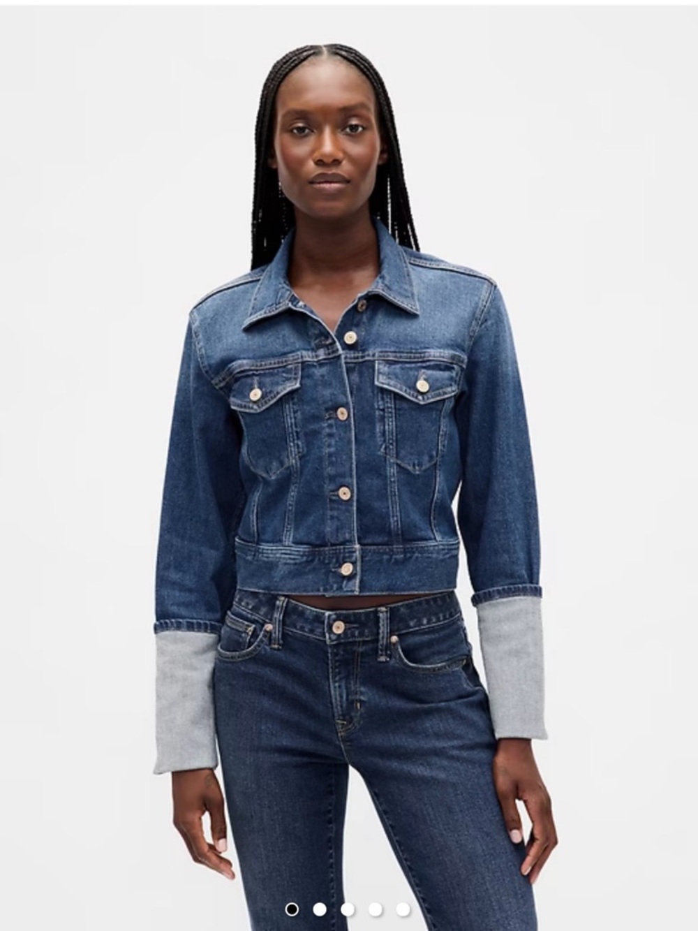 GAP icon Classic Dark Blue Denim Jacket with Contrast Cuffs